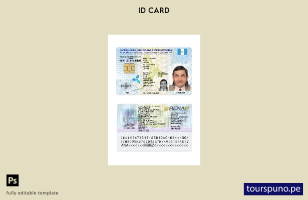 Plantilla de presentación de tarjeta de identificación de Guatemala lista para 1